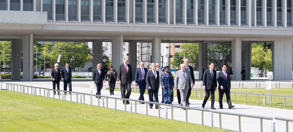 Secretary-General António Guterres joins world leaders paying respects at the Hiroshima Peace Memorial.